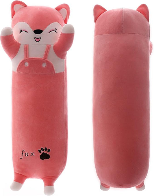 Long Fox Plush Pillow, Pink Fox Soft Plush Toy Cute Long Fox Stuffed Animal, Long Stuffed Animal Plush Pillow for Kids(Fox,35.4inch/90cm)