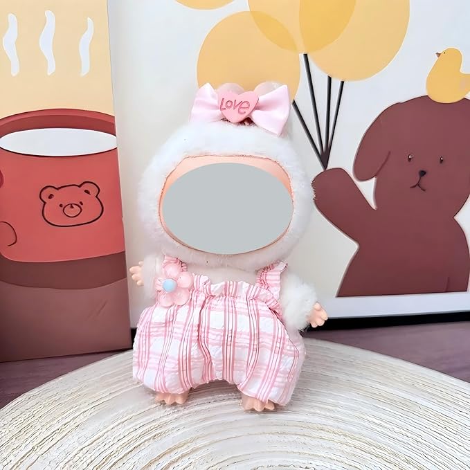 Cute Pink Clothes Outfits for Doll (NO Doll Included) ,15/17cm Doll's Clothes with Pink Bow Accessories