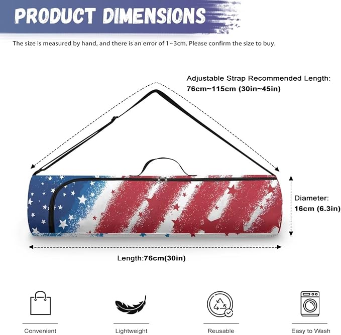 Yoga Mat Bag with Adjustable Shoulder Strap and Handle Zipper, 30in Wide x 6.3in Diameter for Yoga Mat Storage