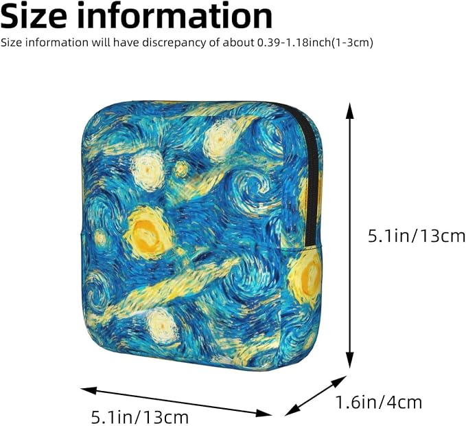 Starry Night Period Bag For Women,Portable Sanitary Napkin Period Pad Pouch For Purse, Small Make Up Bags