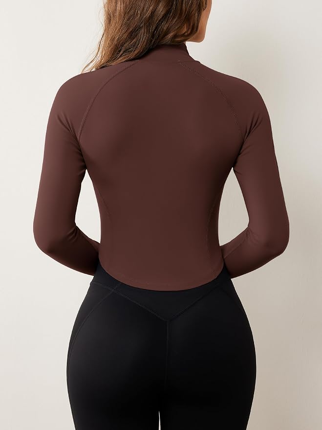 AVGO Women's Workout Jacket Lightweight Zip Up Cropped Yoga Jackets Slim Fit Athletic Tops with Thumb Holes