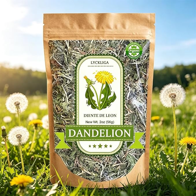 Dandelion Leaf & Root Loose Leaf Tea –Diente de Leon (Whole Dandelion) for Digestive Support & Detox, 2 oz (56g), 100% Natural Taraxacum, Vegan, Non-GMO, Caffeine-Free
