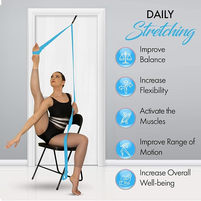 Stretching Strap With Door Anchor - Stretching Equipment to Improve Legs Flexibility - Splits Trainer For Home Ideal In Ballet, Dance, Cheerleading, Taekwondo, Yoga, Pole Dancing & Gymnastics