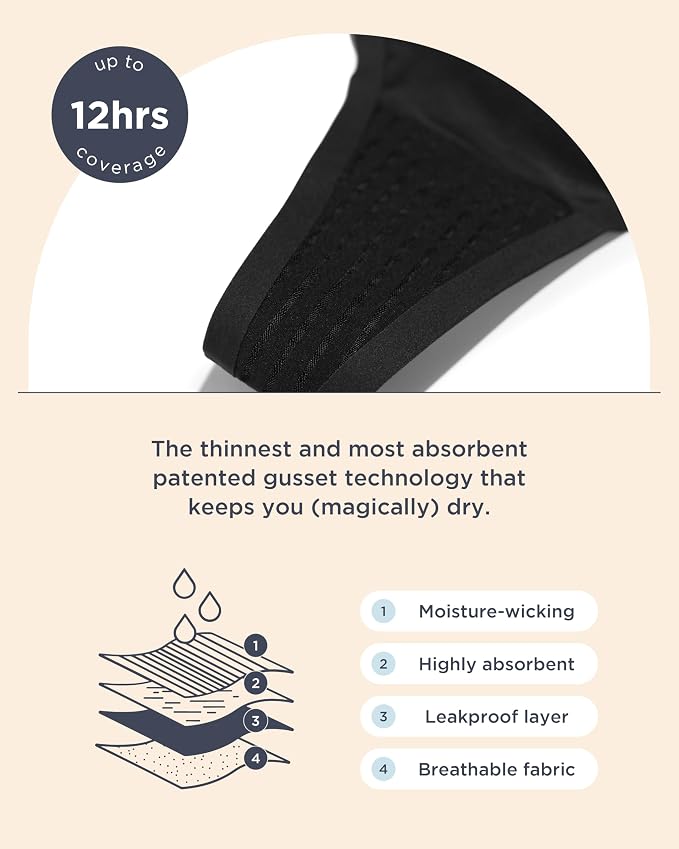 saalt Seamless Thong - Womens Period Underwear - Replaces 1 Liner or 2 Light Tampons