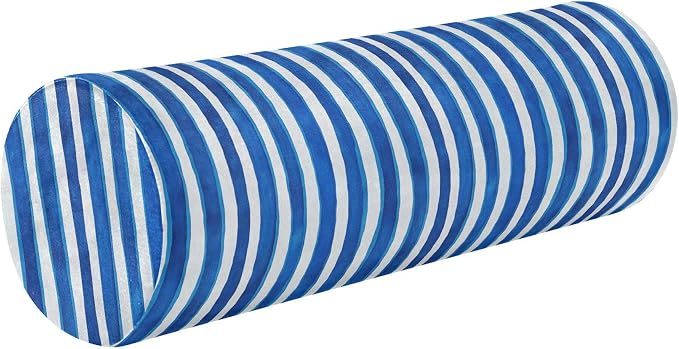 Bolster Pillow Yoga Bedding Essentials Round Neck Roll Pillow Round Pillow Forms Cylinder Pillows Couch Neckroll Pillows for Bed Deepskyblue Stripe