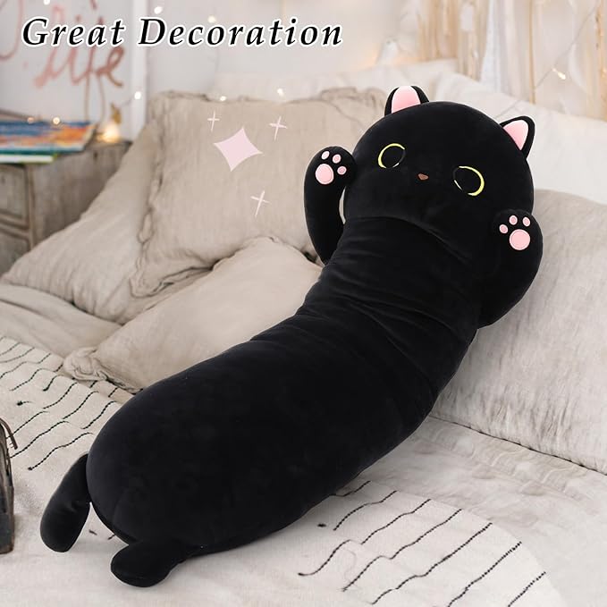 MorisMos 43” Long Cat Body Pillow, Large Cartoon Cat Stuffed Animal Plush Toy Big Throw Pillow Soft Hugging for Kids Adults Girlfriend, for Special Day