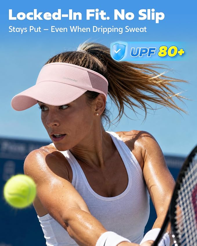 Sport Sun Visor Hat for Women Men - Lightweight Stretchy Polyester Spandex Quick Dry Sweatband Wrinkle Resistant