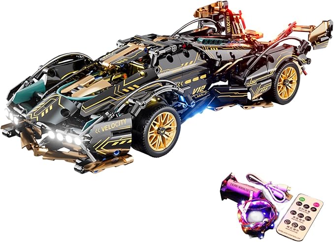 Chodia Sport Racing Car Building Block Sets for Adults, 1:14 Race Supercar Toys Kits with LED Collectible MOC Model Construction Ideas Birthday for Boys Teens Men Age 8-12 12-16,14 14+
