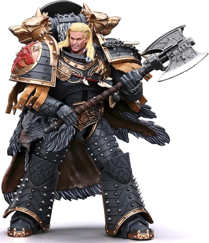JOYTOY Warhammer 40K 1/18 Action Figure - Space Wolves Leman Russ Primarch of The VIth Legion - Collectible Display Model for Decor & Gifts - Birthday, Christmas, Character Figure - JT6137
