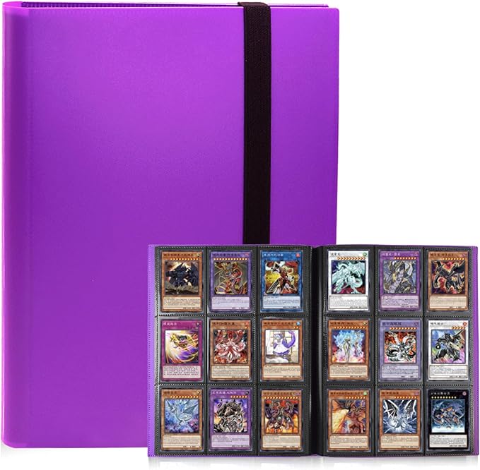 Card Binder 9 Pocket, PP Cover Trading Card Binder for 360 Cards, Sturdy Card Collection Album, Card Holder Folders for MTG, TCG, Game Cards & Sports Cards,Purple