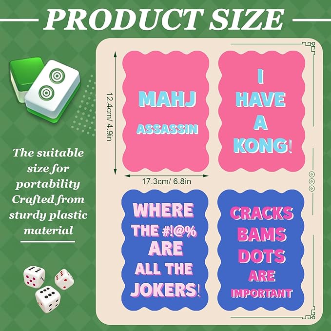 Soulchen 4 Pcs Mahjong Tile Mixer Shufflers for Mixing and Shuffling Tiles Plastic Mahjong Accessories Gifts for Lovers Games Decorative Wavy Edge & Printed Design (Pink & Blue Style)