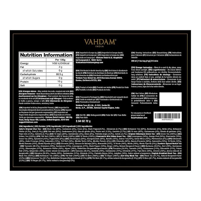 VAHDAM Top 6 Founder Select Assorted Tea Gift Set | 6 Flavors, 36 individually Wrapped Tea Bags | Gifts For Tea Lovers