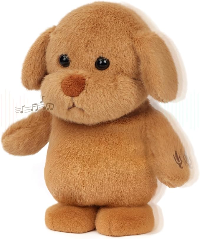 Easfan Talking Puppy Repeats What You Say Walking Singing Stuffed Animal Golden Dog Interactive Plush Toy Funny Animated Toy Mimicking Speaking Birthday for Kids Toddlers,8''
