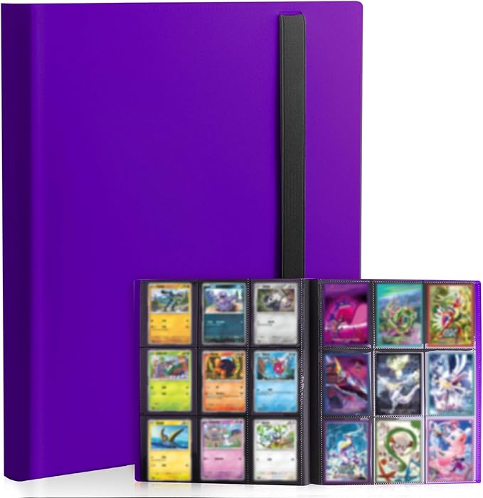 Card Binder 9-Pockets, Trading Card Binder, 20 Pages, 360 Card Capacity Collection Binder, Card Folder for MTG, TCG, Game Cards & Sports Cards（Purple）