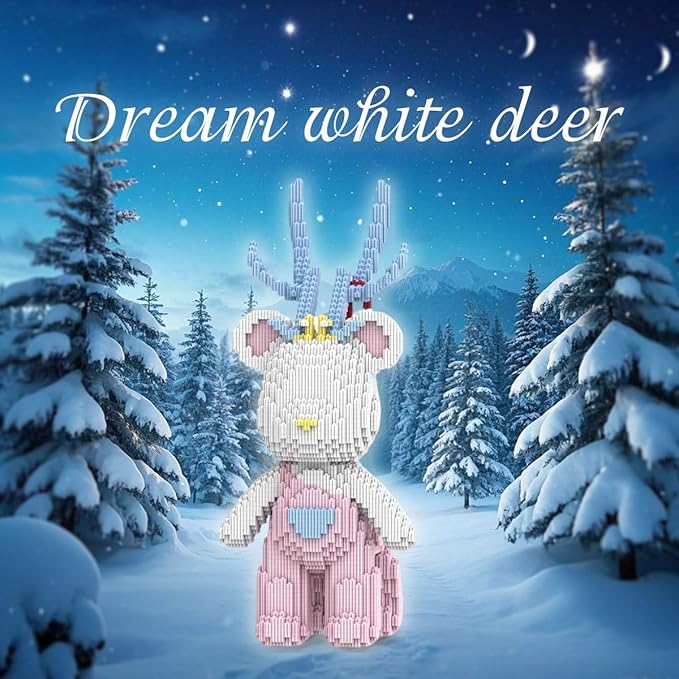 DAHONPA Christmas White Deer Micro Building Blocks Set (4250 Pieces), Bearbrick Set Model, Gift for Adults and Kids