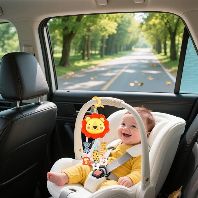 Baby Toys for 0 3 6 9 12 Months, Plush Animal Sensory Hanging Rattle,Newborn Interactive Soft Toys for Baby,Car Seat Stroller Toys Gift for Infant Boy Girl
