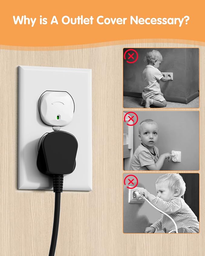 Outlet Covers Baby Proofing, 60 Pack Plug Covers Baby Proofing, Outlet Plug Covers for US 3-Prong to Prevent Electric Shock, Outlet Covers for Home, Office, School, Toddlers & Babies, White