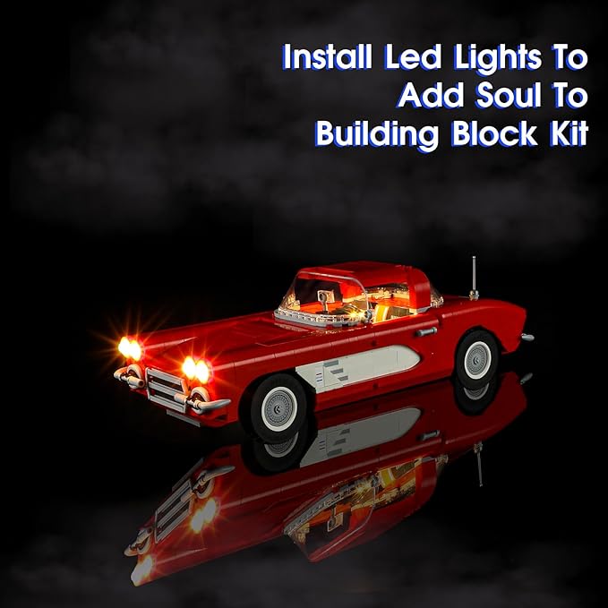 Vaodest LED Light for Lego 10321 Icons Corvette 1961 Set,Design and Configuration Compatible with Model 10321(LED Light Only, Not Building Block Kit)