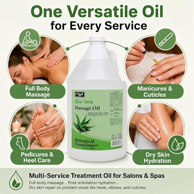 PRONAIL Professional Massage & Body Oil – Aloe Vera & Vitamin E Formula for Full Body, Hands & Feet | Soothing, Non-Greasy, High-Absorption | Salon & Spa Backbar | 128 oz (1 Gallon)