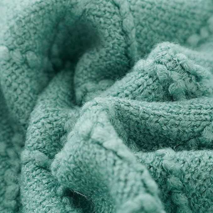 BOURINA Dark Cyan Throw Blanket 50x60 Inch Knitted Soft Throw Sofa Blanket | Knitted Throw Blanket 50x60 Inches, Soft Lightweight Boho Weave Throw Decorative Couch Blanket for Living Room Bedroom Chair