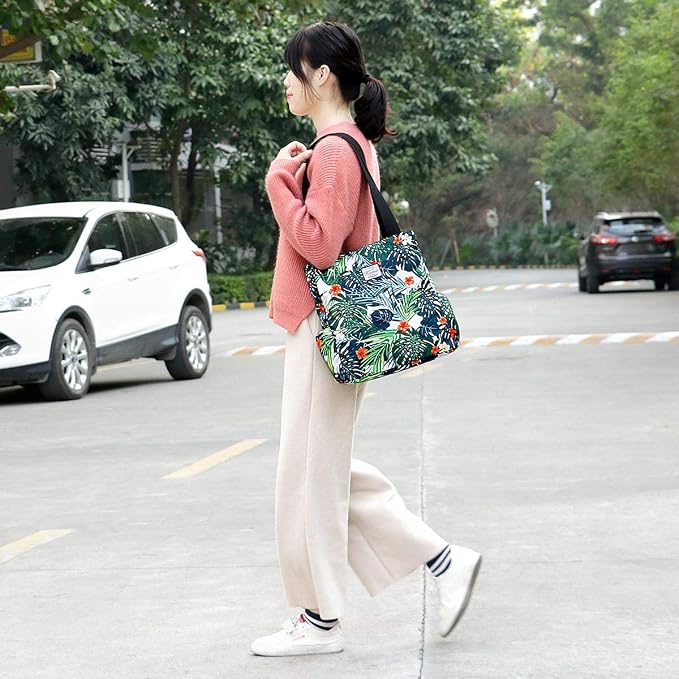 KAMO Floral Tote Bag - Waterproof Lightweight Handbags Travel Shoulder Bag for Hiking Yoga Gym Swimming Travel Beach