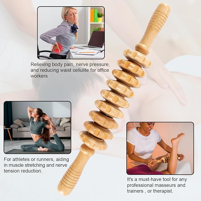 KintKita Wood Therapy Massage Tools,Wooden Massager Stick Roller Lymphatic Drainage Tool,Maderoterapia Kit Self Massage Roller Tool for Cellulite Reduction,Muscle Tension and Body Shaping,Contouring
