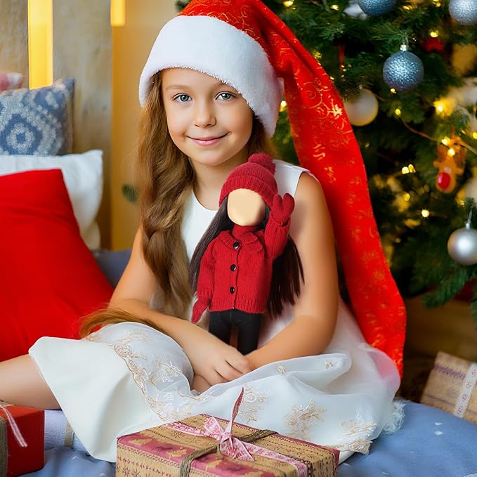 6 Pcs Christmas 18 Inch Doll Clothes and Accessories Winter Outfits Set Sweaters Trousers Hats Shoes for 18 Inch Doll Gift(Dark Red,Classic Style)