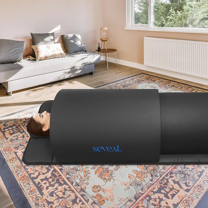 Portable Infrared Sauna Dome | 1300W Power | Near-Zero EMF | Full-Body Dry Sauna with Therapeutic Jade Stones | Home Wellness & Relaxation (Black)
