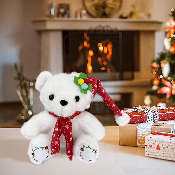 Christmas Teddy Bear Stuffed Animal 2025 Polar Bear Stuffed Animal Christmas Plush Toys Gifts for Kids Adult Birthday Holiday Indoor or Outdoor Home Party Decorations