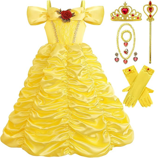 TYHTYM Princess Dress Up for Girls Costume Cosplay Fancy Toddler Halloween Birthday Party Kids