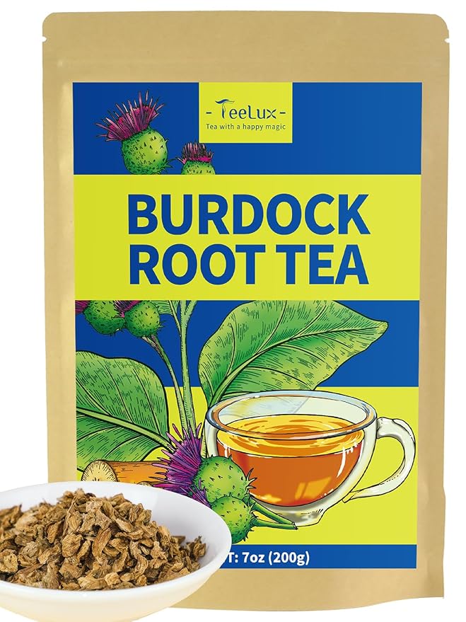 TeeLux Burdock Root Tea, Cut & Sifted, Pure Natural Dried Burdock Root Loose Leaf Tea, Caffeine Free, Premium Herbal Tea, 7oz