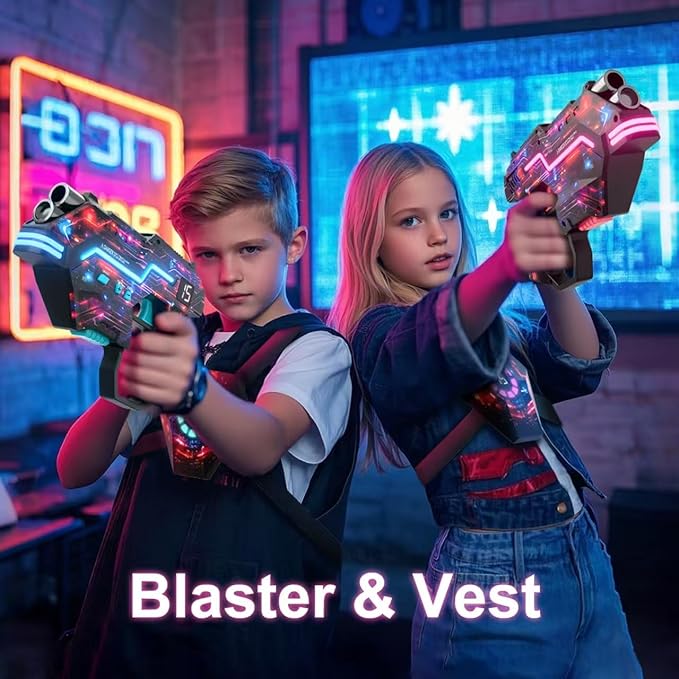 Laser Tag Guns Set of 2: LED Vest Setting | Dynamic Barrel | Fun Ideas Age 8+ Year Old Toys | Lazer Game Teen Boys & Girls Outdoor Activity | Gift for Kids, Teens & Adults