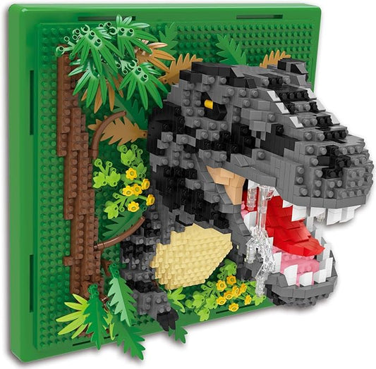 Dinosaur Animal 3D Wall Art Micro Mini Building Blocks Set, Unique Home Wall Decor or Table Display, No Compatible with Lego Set, Ideal Gift Toy for Adults Boys Girls (1263 PCS)