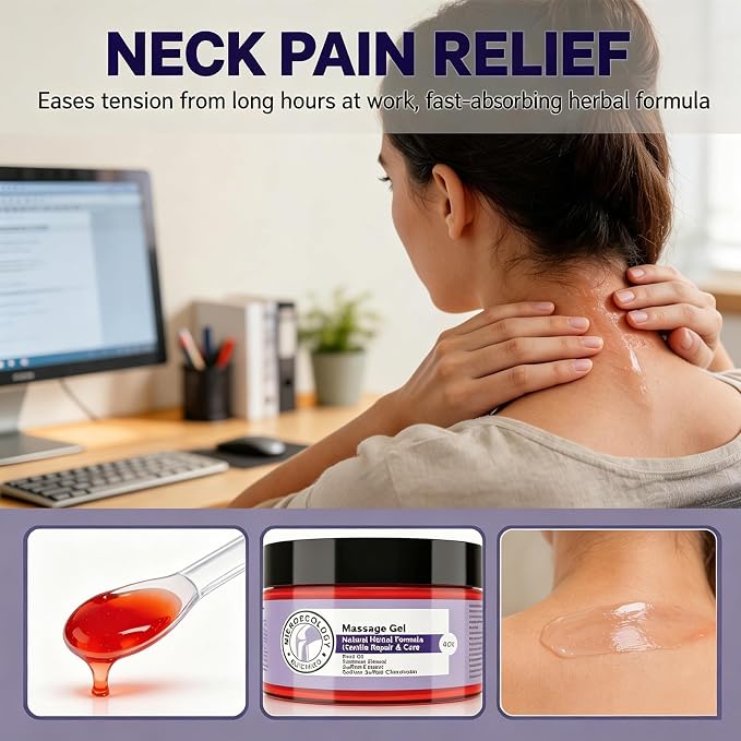 Relief Massage Gel, Natural Herbal Joint & Muscle Soreness Relief Rub with Emu Oil, Turmeric, Saffron & Chondroitin, Soothing Topical Gel for Knee, Shoulder, Neck, Back & Post-Workout Recovery, 4oz