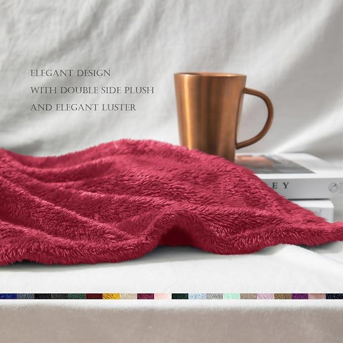 Exclusivo Mezcla Fuzzy Plush Fleece Bed Blanket King Size, Deep Red | 104x90 Inches, Super Soft and Cozy Bed Blanket, Fluffy Decorative Bedding for Livingroom, Bedroom, All Season