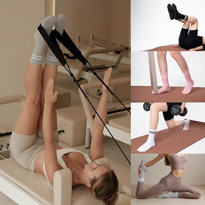 COOLMATE Pilates Socks with Grips for Women, Yoga Socks, Crew Non Slip Women for Barre, Pilates Gifts for Women
