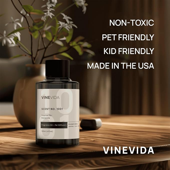VINEVIDA Mahogany Teakwood Fragrance Oil for Cold Air Diffusers - Essential Oils for Diffuser Oil Refill & Air Freshener Room Spray (32 Fl Oz)