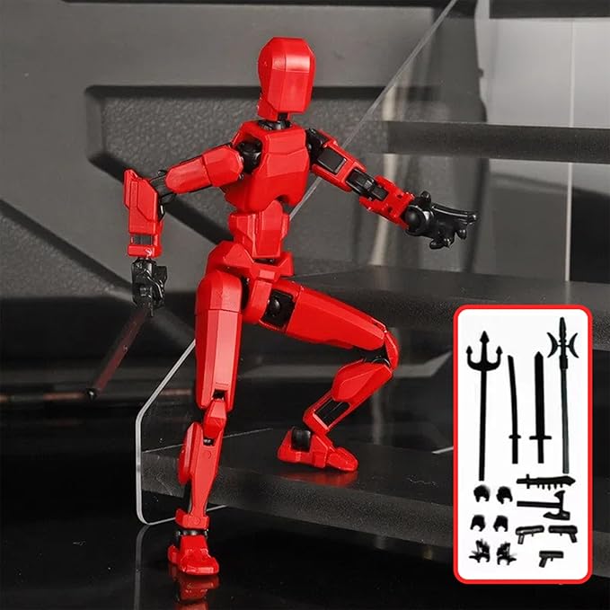 4-Pack Titan T13 Action Figures Set - Assembled Robot Anime Figures with Movable Joints - Fidget Toys for Boys and Girls (White, Yellow, Blue, Red)