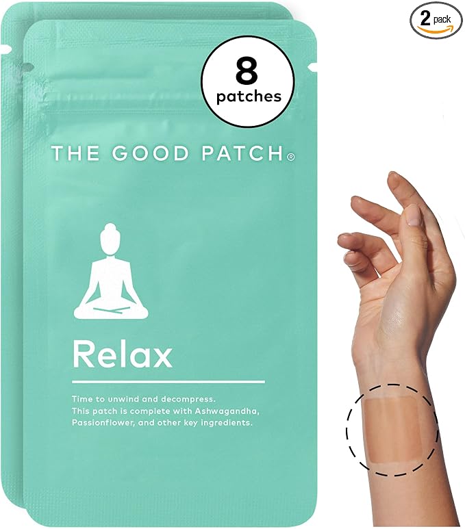 The Good Patch Relax Patches, Supports Relaxation, Natural Patch with Ashwagandha, Ginger Root, Plant Powered Wearable Wellness, Sustained Release (8 Total Patches)