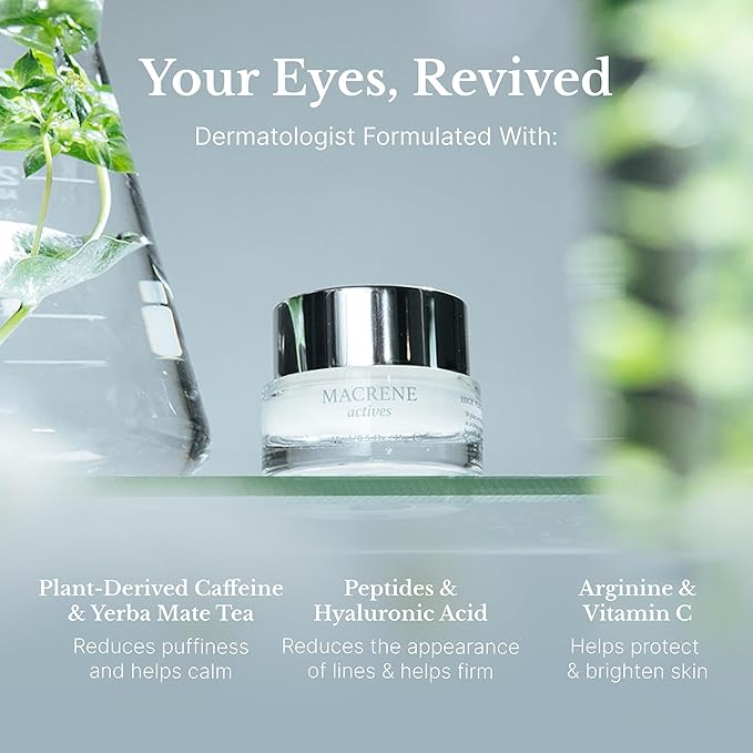 MACRENE ACTIVES High Performance Eye Cream - Firming, Hydrating & Illuminating with Resveratrol & Vitamin C, Fragrance Free, Organic, Vegan - 0.5oz