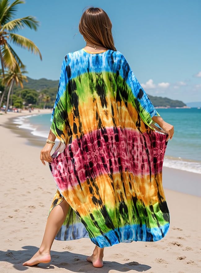 Mumu Dresses for Women Plus Size, Bohemian Kaftan Beach Cover Up Long Maxi Nightgown Soft Loungewear