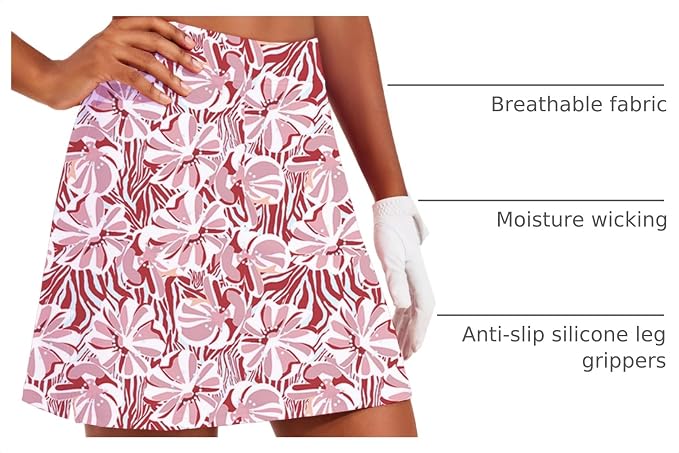 Ekouaer 16" Skorts for Women with Pockets Golf Pickleball Tennis Skirt | Silicone Grippers,2 Inner Pockets,Wide Waist,Side Slit Hem,Breathable,Soft,Lightweight