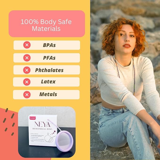 NEYA Reusable Menstrual Disc with Easy-Removal String – Comfortable Period Disc Alternative to Tampons & Cups, Leak-Resistant, Long-Lasting Protection (Small)