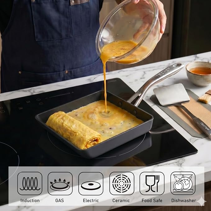 TECHEF - Onyx Collection, Nonstick Tamagoyaki Japanese Omelette Pan/Egg Pan (PFOA Free), Made in Korea