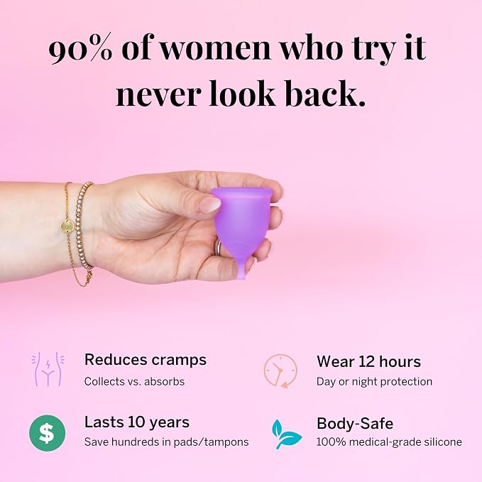 Pixie Soft Menstrual Cup - Ranked 1 for Most Comfortable Reusable Period Cup - Buy One We Give One - Includes Ebook Guide, Cleaning Wipes, Lube, & Storage Bag - Tampon and Pad Alternative