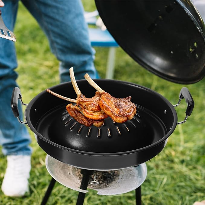 STOBAZA Korean BBQ Grill Pan Portable Barbecue Tray Meat Grilling Pan 30cm Non-Stick Barbecue Stovetop Plate for Home Camping Picnics Indoor or Outdoor Grilling