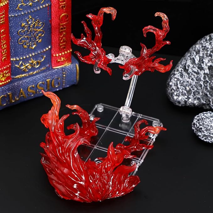 iplusmile Action Figure Stand, Assembly Action Figure Display Holder Base Doll Model Support Stand, Figure Display Fire Effects Compatible with HG RG SD SHF 1/144, Red