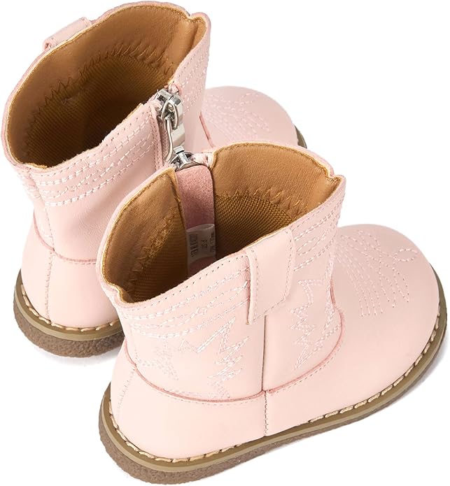 Newsonet Baby Cowboy Cowgirl Boots Infant Western Boots Toddler Boys Girls Round Toe Riding Mid Calf Boots All Seasons for 6 9 12 18 24 Months