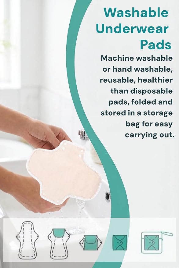 Reusable Incontinence Pads,Organic Cotton Pads Sanitary Napkins,Lace Trim Washable Menstrual Pads,with 1 Storage Bag,Panty Liners Pads Period/Incontinence/Postpartum.(Skin Color/L/4pcs)