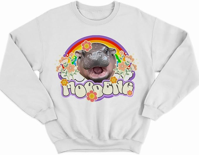 YOUNG GREEN Moo Deng Cute Sweatshirt Moo Deng Bouncy Pig T-Shirt The Cute Baby Hippo Sweatshirt Gift For Womens